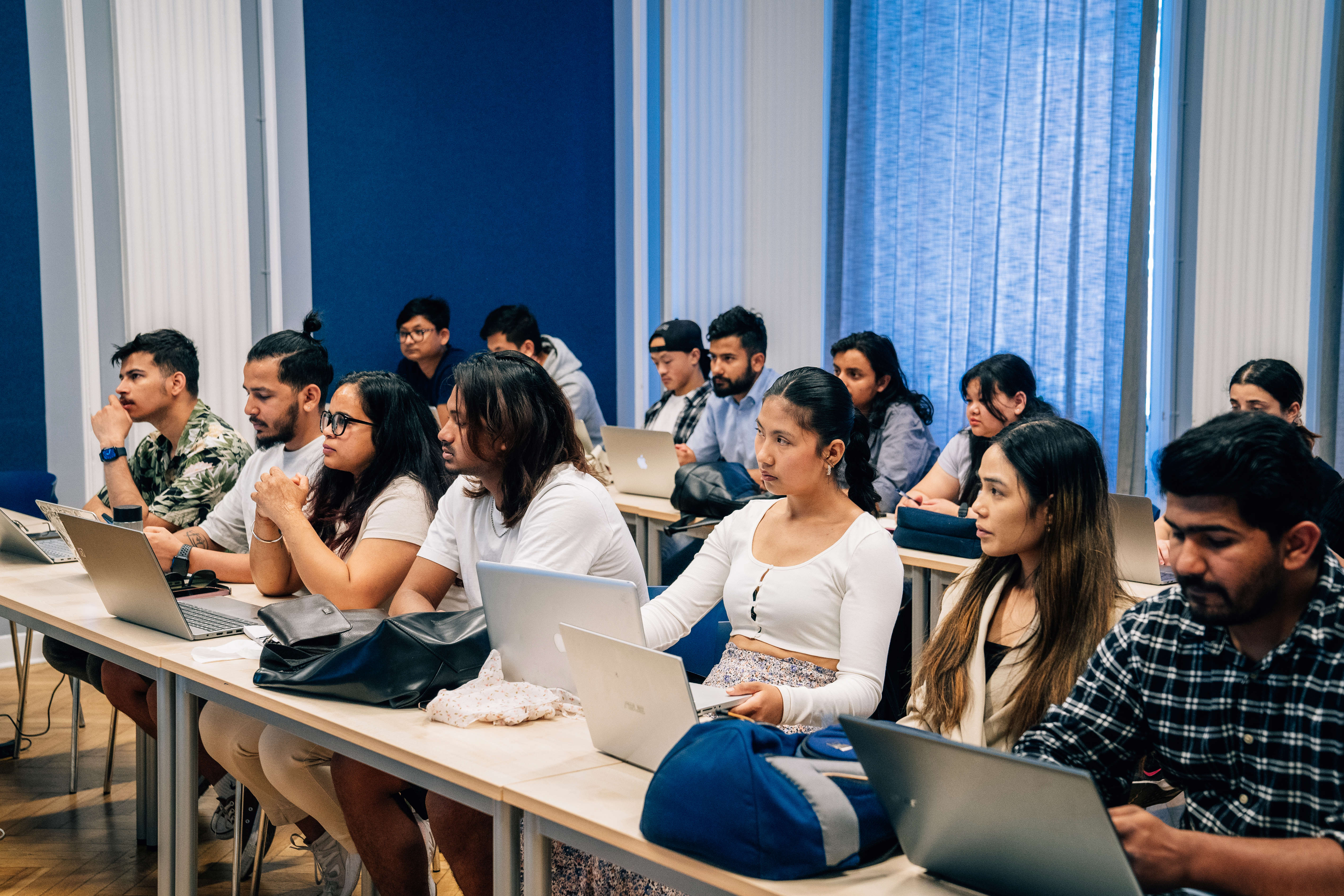 Students from Niels Brock Copenhagen Business College in class